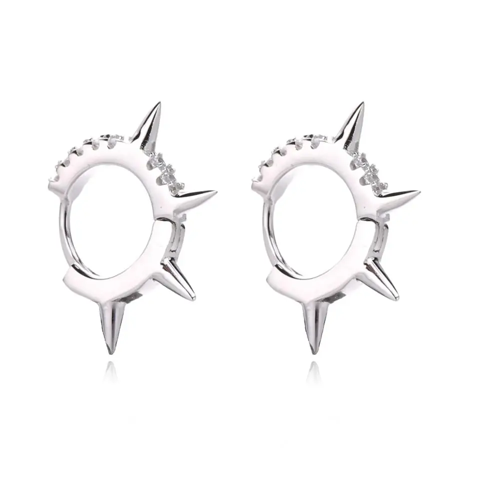 Spike Earring White Moonmory модные серьги-кольца для женщин 925 пробы опал в серебряной оправе Huggies Серьги-кольца для женщин серьга со змеями 16 цветов - Окраска металла: Spike Earring White