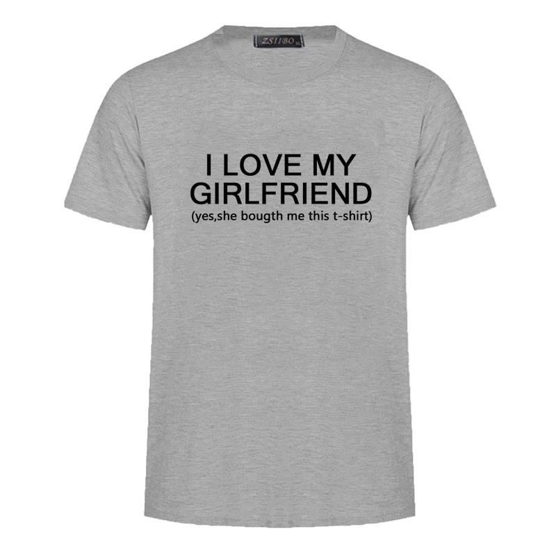 Футболка с буквенным принтом I Love My Girlfriend, новая модная футболка Harajuku, мужские топы с коротким рукавом, мужская одежда S5MC88 - Цвет: Grey