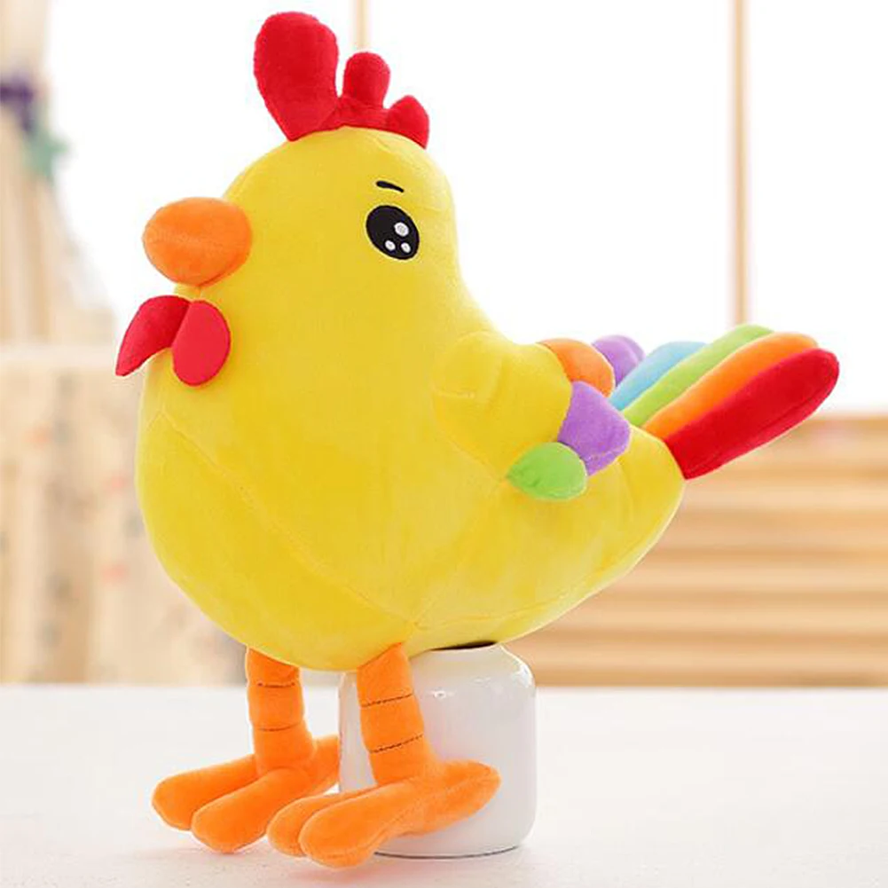 Плюшевая игрушка милая мягкая в виде курицы с радужным хвостом Реалистичная