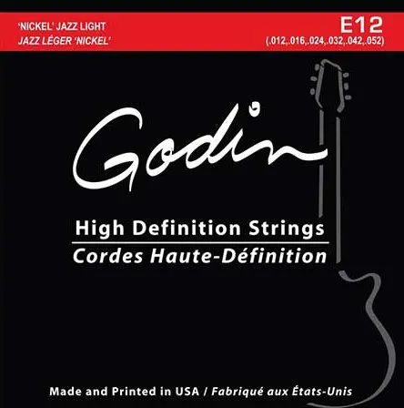 033416 E-12 Комплект струн для электрогитары 12-52 Jazz Light Godin |