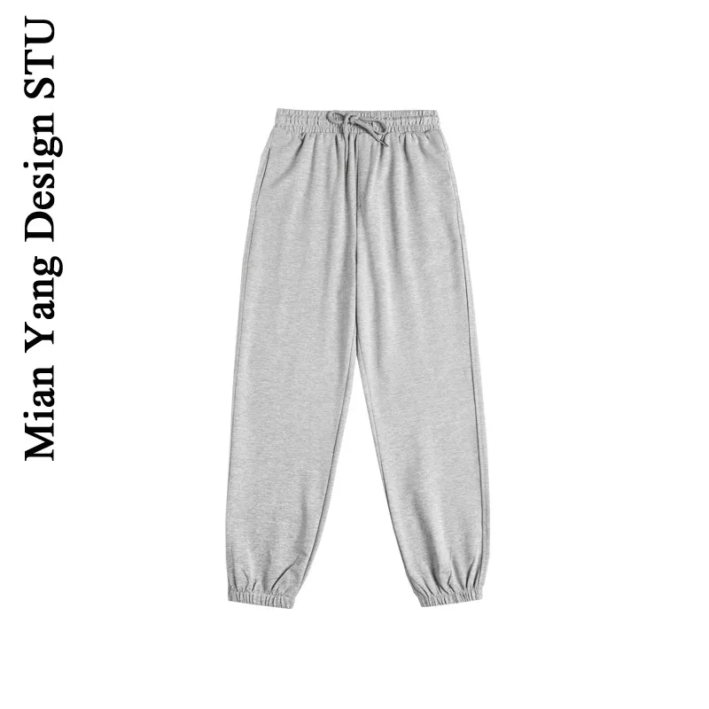 Уличные универсальные винтажные спортивные брюки с эластичным поясом завязкой