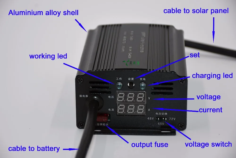 Солнечный контроллер заряда 10~ 400 Вт, DC12-50V boost до 48 В/60 в/72 в, ампер/напряжение двойной дисплей, для электрического велосипеда, трехколесный велосипед