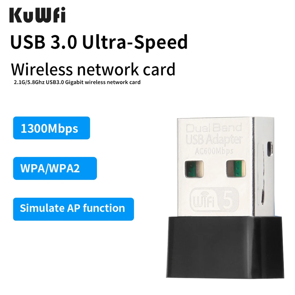 

KuWFi мини USB Wifi адаптер 600 Мбит/с двухдиапазонный внешний Wifi сигнал босстер приемник 2,4G 5G сетевая карта для ПК/ноутбука