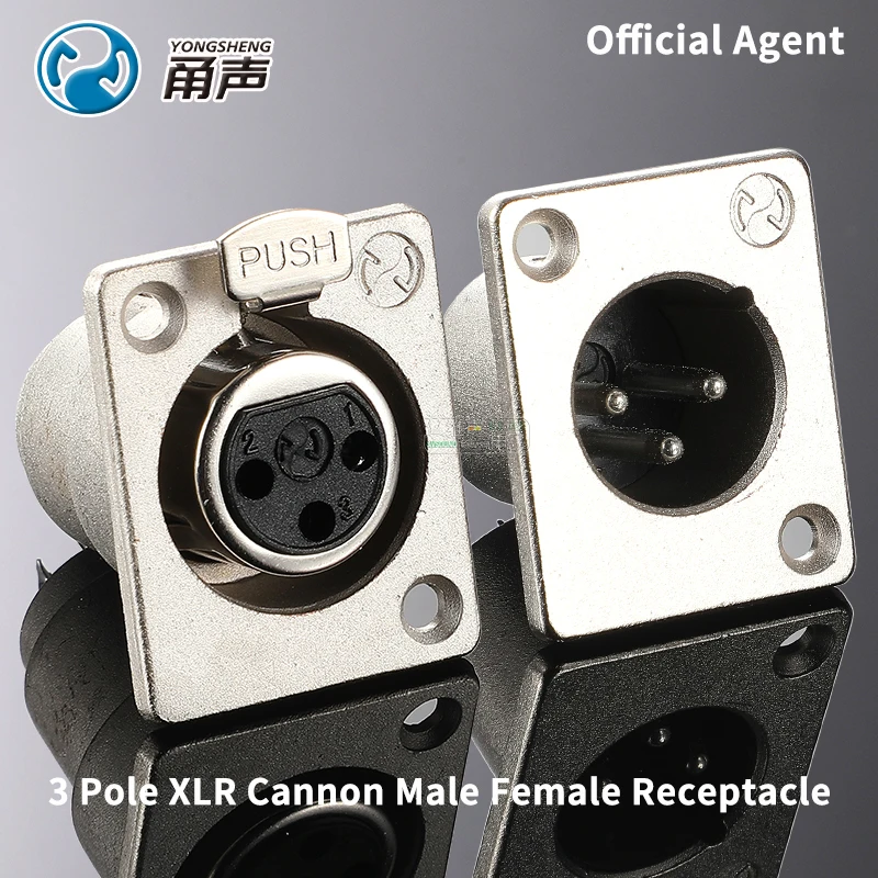 

3 Pole XLR Cannon Socket YS134 YS135 Panel Mount Female Male Microphone Audio Amplifier Chassis Connector Metal Shell Receptacle