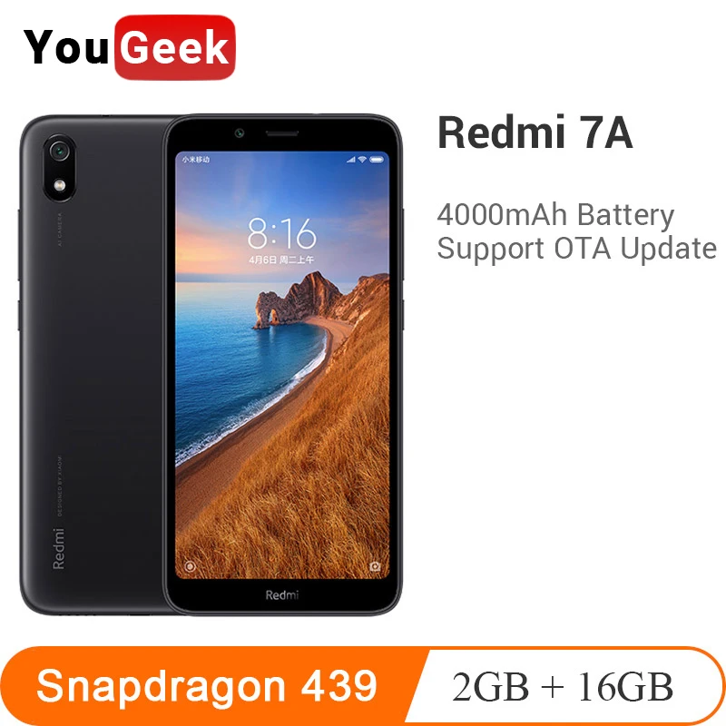Оригинальный Xiaomi Redmi 7A 7 A 2 Гб RAM 16 ROM мобильный телефон 5 45 &quotSnapdargon 439 Восьмиядерный