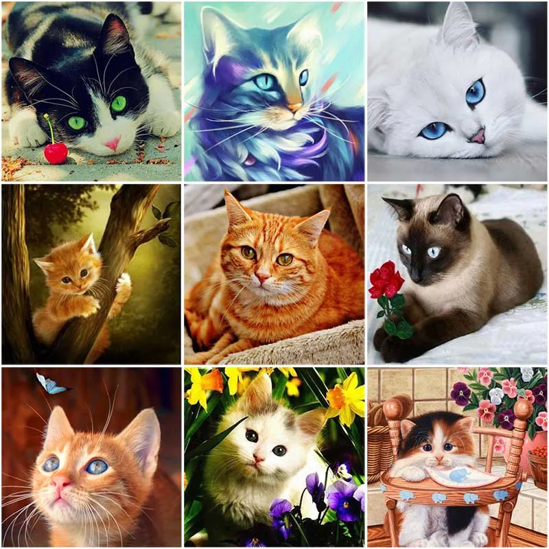 

DIY Cat 5D Diamond Painting Full Square Drill Animal Diamond Embroidery Mosaic Cross Stitch Wall Art Home Decor Christmas Gift
