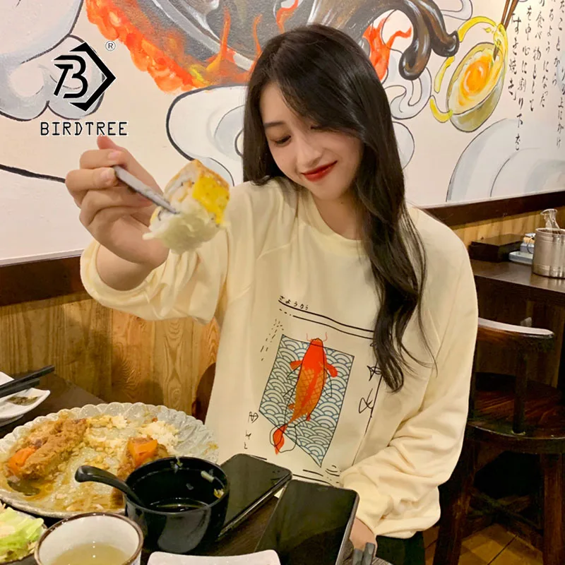 Осень 2019 Новое поступление женские пуловеры толстовка Koi дизайн длинный рукав o