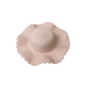 Summer Women's Large-Brimmed Straw Hat With Wavy Lace Brim And Sun-Proof Beach Hat With Large Brim