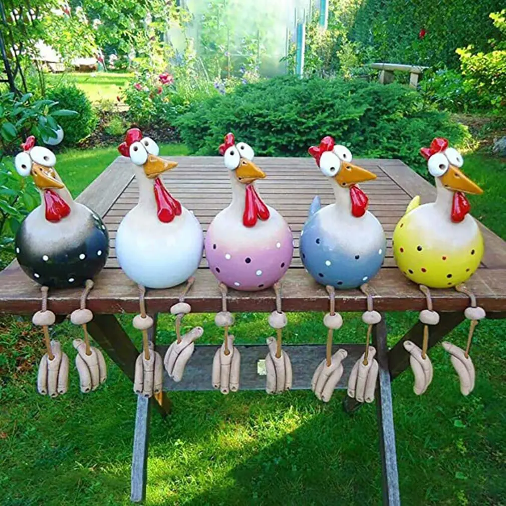 

Yard Art Decor Chicken Garden Lawn Plug Hen Rooster Ornaments Hens Bird Statues Edge Seater Indoor Outdoor Backyard Decorations