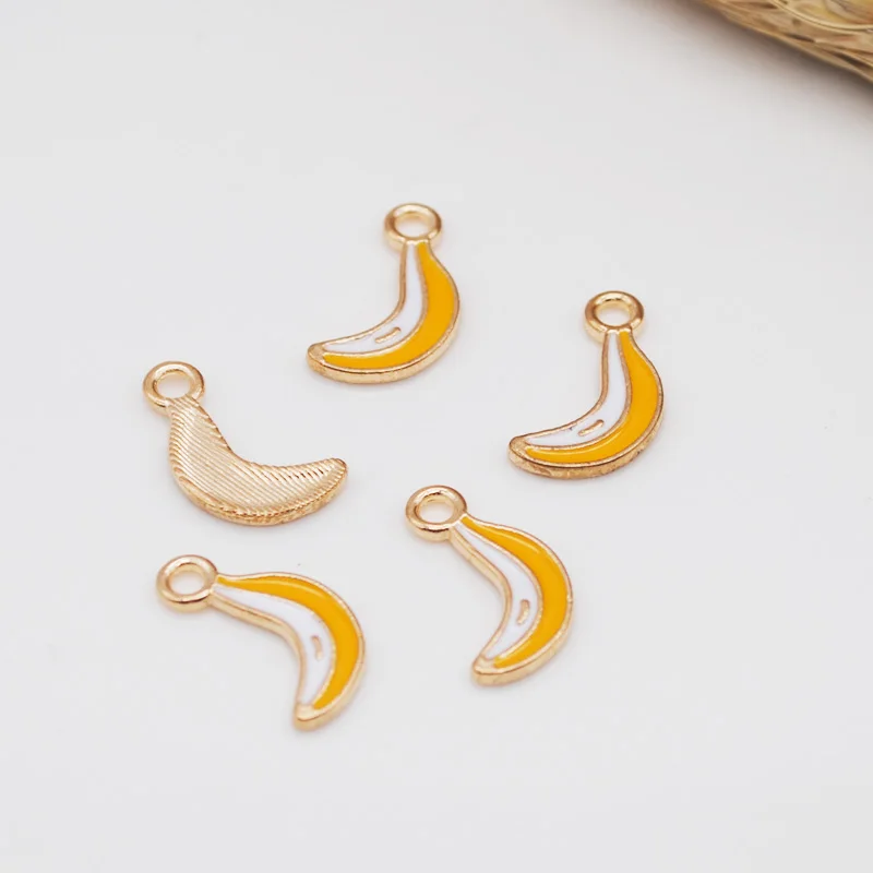 

20pcs/lot New Arrival Cute Gold Tone All Enamel Banana Charms Pendants For Jewelry Making