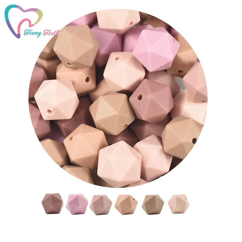 Cuentas geom&eacute;tricas de silicona para dentici&oacute;n de beb&eacute;, collar de dentici&oacute;n de 14 MM, icosaedro Perle, 20 Uds.-1
