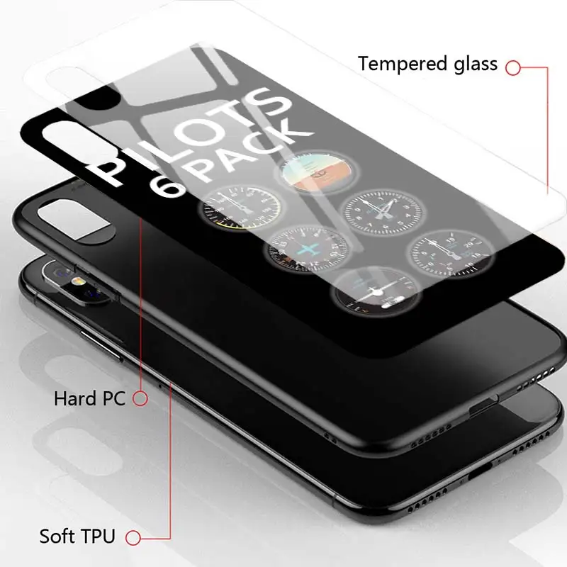 

Tempered Glass Case for iPhone 12 Mini 11 12 Pro Max 7 8 XR SE X XS MAX 6 6s 7 8 Plus 11 Pro Bore to fly Pilot Plane Phone Cover