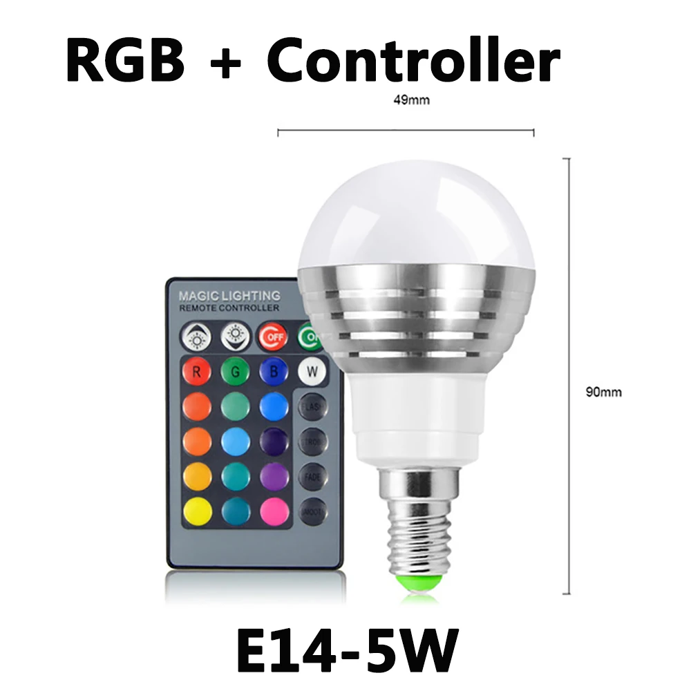 RGB-Remote E14-5W E27 Bluetooth RGB светодиодный светильник E14 Светодиодный светильник с ИК-пультом дистанционного управления волшебный светильник для домашнего декора умный IC светильник ing лампа - Испускаемый цвет: RGB-Remote E14-5W