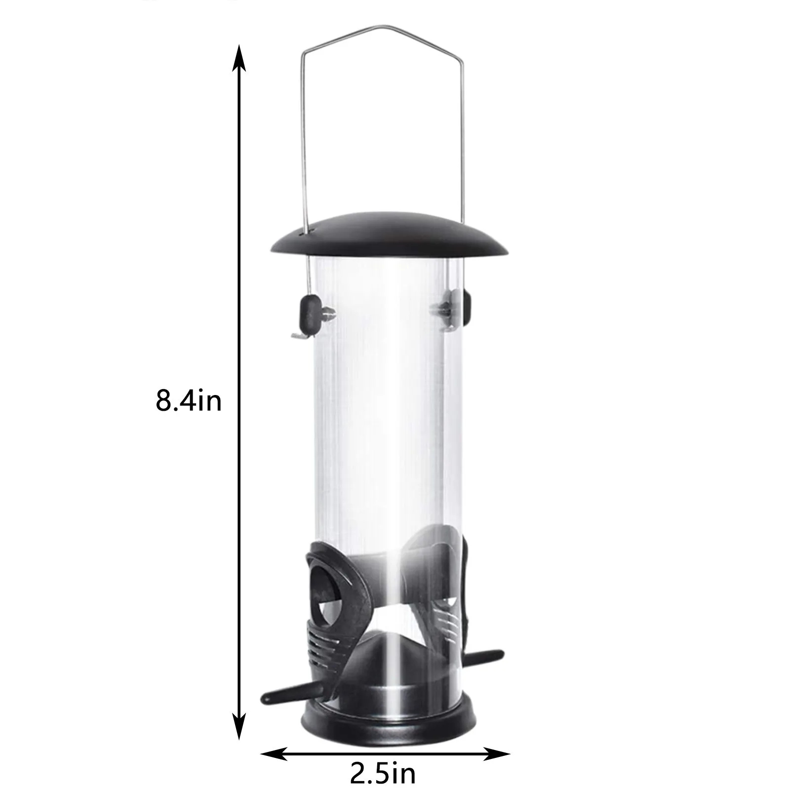 

Hanging Bird Feeder with 2 Sides Perches Stand Stick Dired Food Storage Jar Cage Tree Branch Bird Dedicated Seeds Bottle