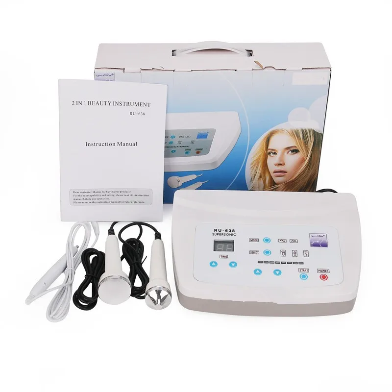 Портативный ультразвуковой аппарат 2 в 1 для омоложения лица с этикетками кожи