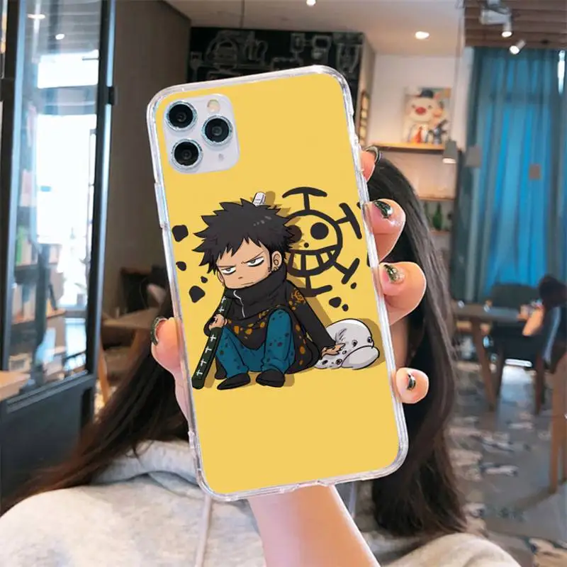 

Japan anime One Piece Trafalgar Law Phone Case Transparent for iPhone 6 7 8 11 12 s mini pro X XS XR MAX Plus