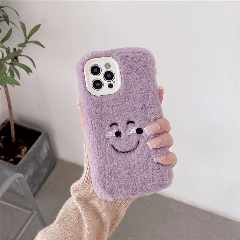 Cute Plush Happy Funny Silicone Case For iPhone 13 11 12 Pro MAX X XS XR 7 8 Plus SE 20 Camera Protection Winter Warm Hand Cover | Мобильные