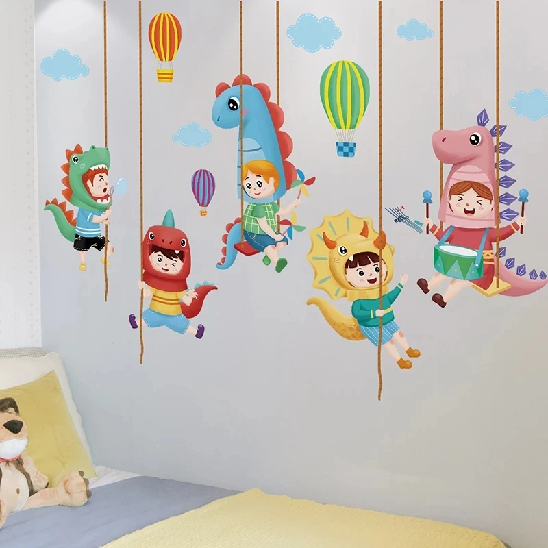 

Наклейки на стену с изображением динозавров, Мультяшные Детские стикеры «сделай сам» для детской комнаты, спальни, украшение для дома