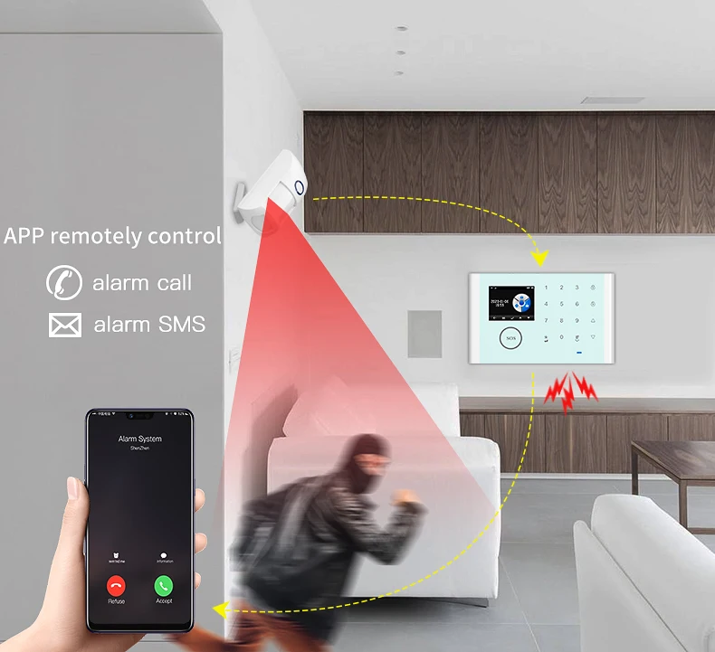 Angus 2G smart alarm wifi  Tuya anti-theft home intruder alarm system host Alexa Google voice control APP alarm security system enlarge