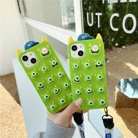 cute cartoon monster popit push bubble silicone case for iphone 11 12 13 pro max x xs xr 8 7 autism sensory fidget cover strap
