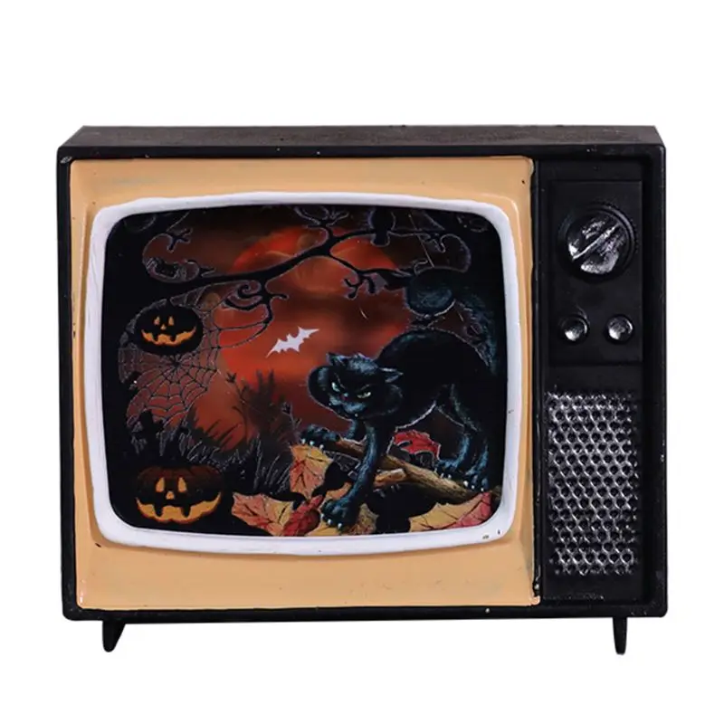 

Q0KF Horror Halloween Vintage Creative TV modeling LED Light Lantern for Halloween Party Supplies Home Decoration-The witch
