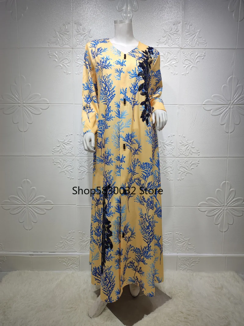 Abaya Dubai Turkey Kaftan Beaded Sequins Hijab Dress Islam Clothes African Maxi Dresses For Women Robe Longue Femme Musulman