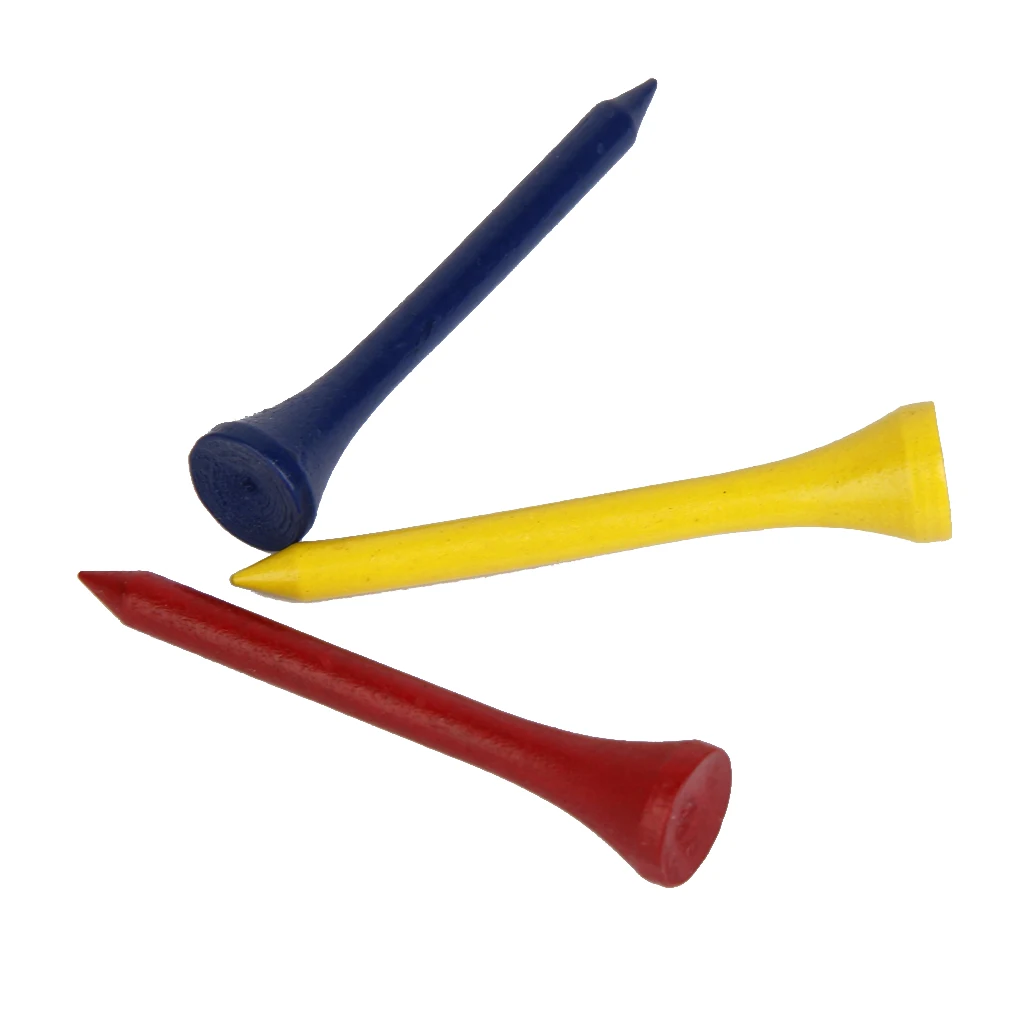 

100 Mixed Colour Wooden Golf Tees 2.13 inch /54 mm Medium Golf Accessories