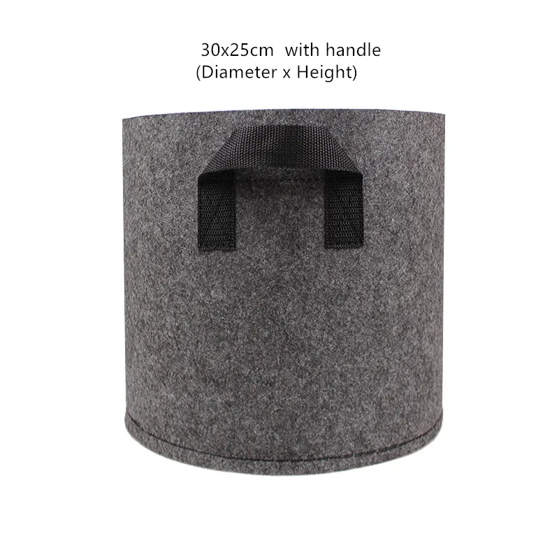 1/2/3/5 Gallon Felt Grey Fabric Plant Grow Bag Garden Planting Bag with Handle Growing Box Vegetable Potato Round Pot Container - Цвет: 30x25