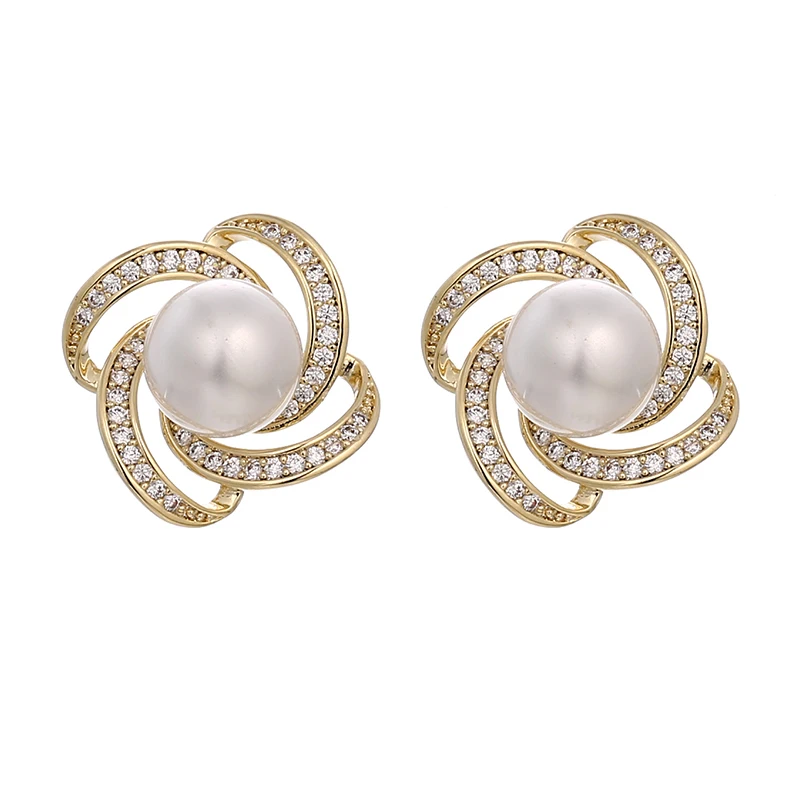

Korean S925 Silver Pin Flower Shape 3A Zircon Gold Plate Small Stud Earrings Woman 2022 Jewelry