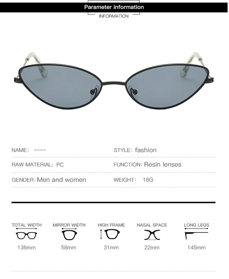 Cute Sexy Ladies Cat Eye Sunglasses Women Metal Frame Fashion Vintage Gradient Sun Glasses For Female UV400 Shades