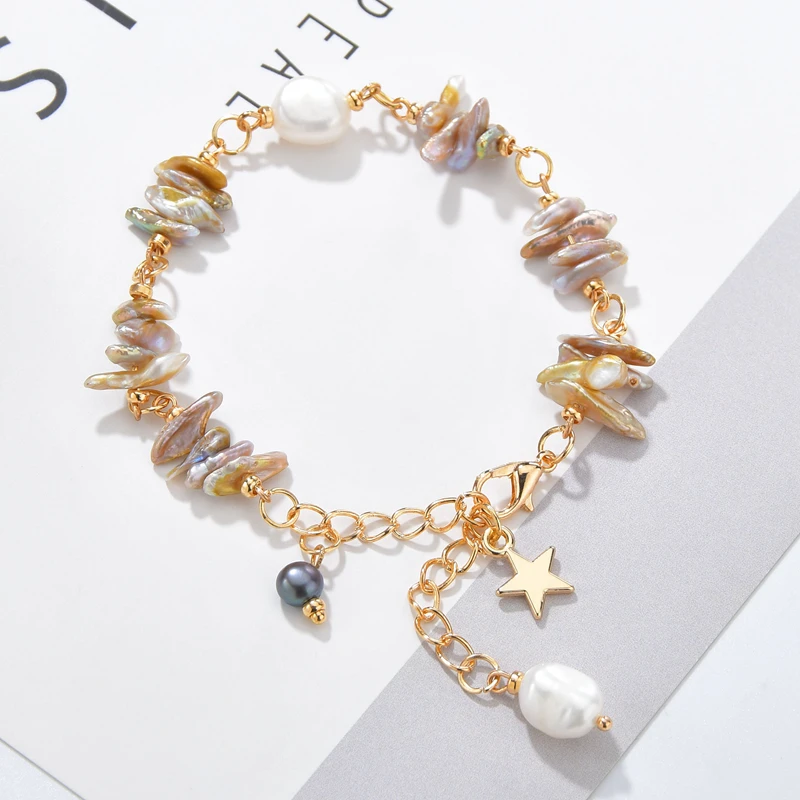 Новые необычные геометрические шармы в форме жемчуга браслеты для женщин