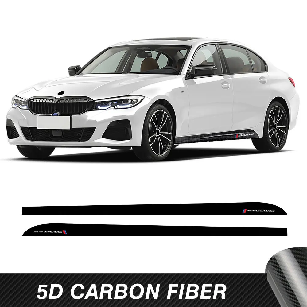 

2 Pcs Car Door Side Stripes Skirt Sticker M Performance 5D Carbon Fiber Vinyl Body Decal For BMW 3 Series G20 M340i Accessories