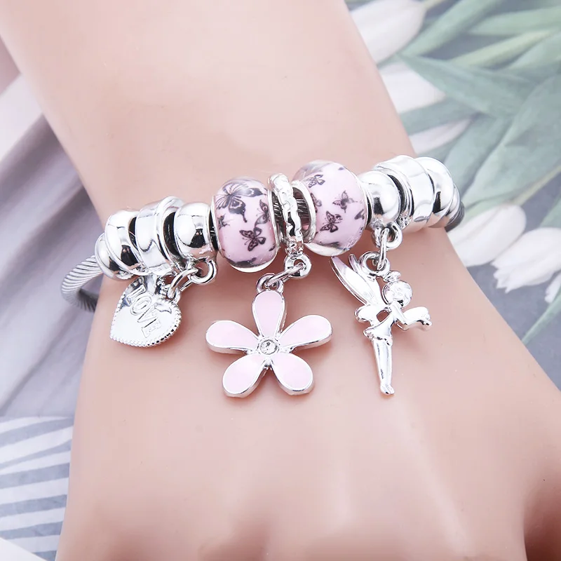 Новый браслет из бисера подвеска в форме сердца с цветком шармами регулируемая