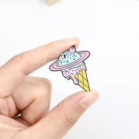space ice cream planet pins brooch lapel badges men women fashion jewelry gifts collar hat charm accessories