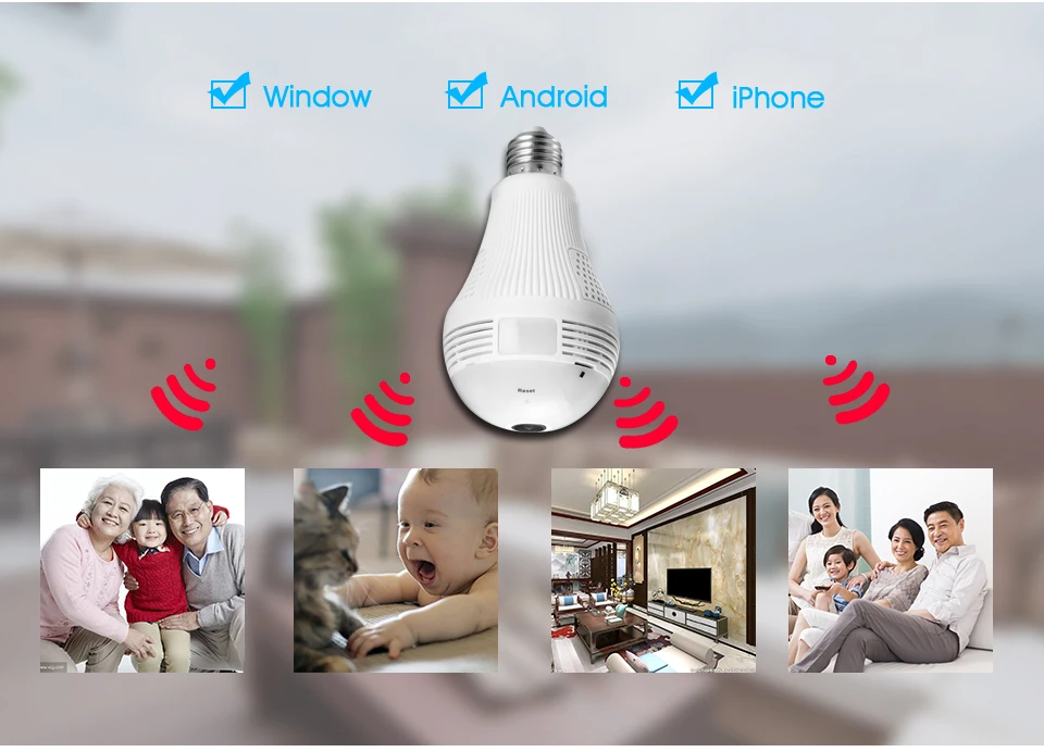 WakeView 360 градусов 1,3 м 2MP 3MP Беспроводная панорамная Домашняя безопасность WiFi CCTV рыбий глаз лампа ip-камера в форме лампы двухстороннее аудио
