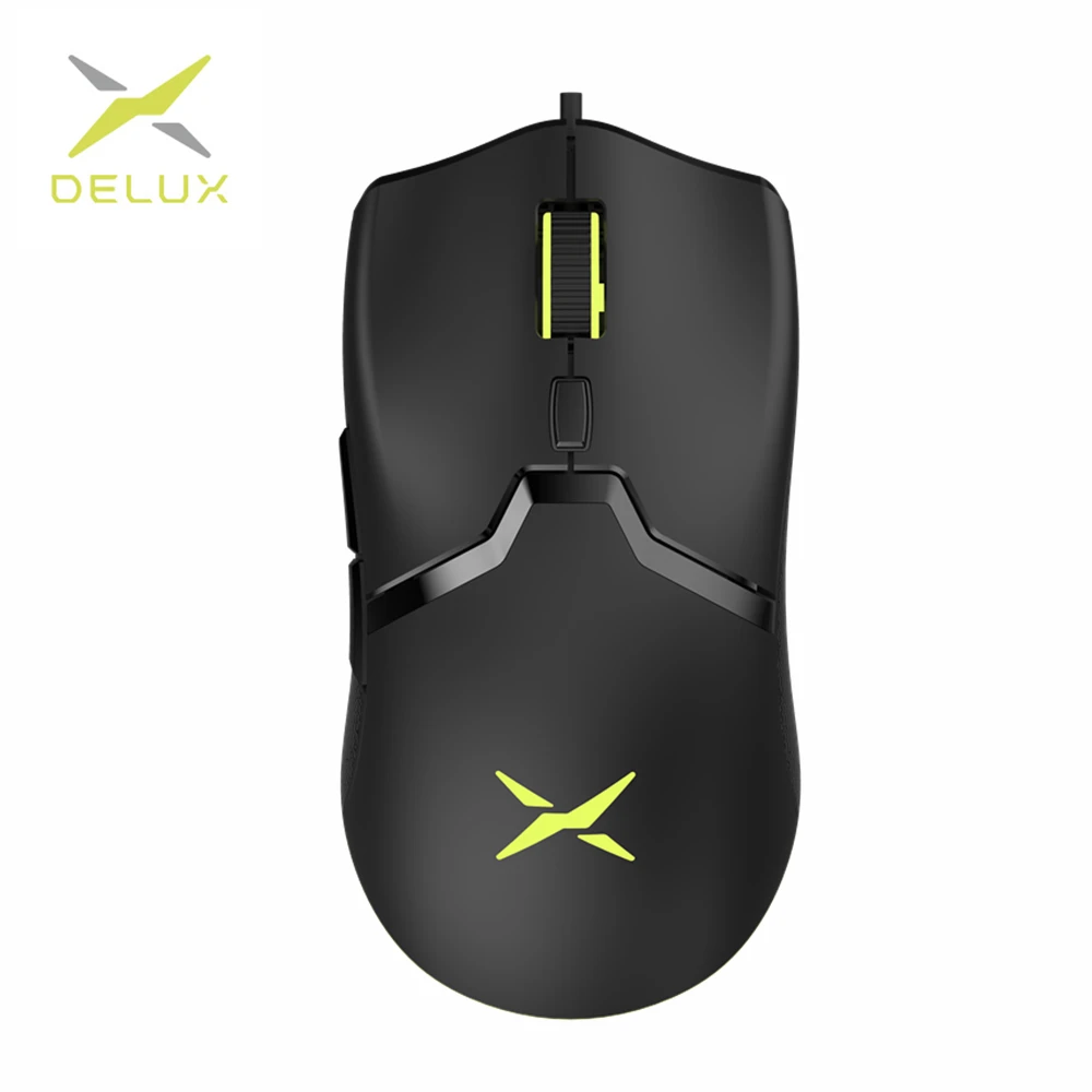 Проводная игровая мышь Delux M800 RGB 12400 16000 DPI 58g легкая эргономичная 1000 Гц с мягким