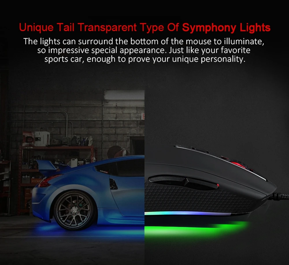 Motospeed V60 Проводная игровая мышь USB 7 кнопок 5000 DPI светодиодсветодиодный оптическая