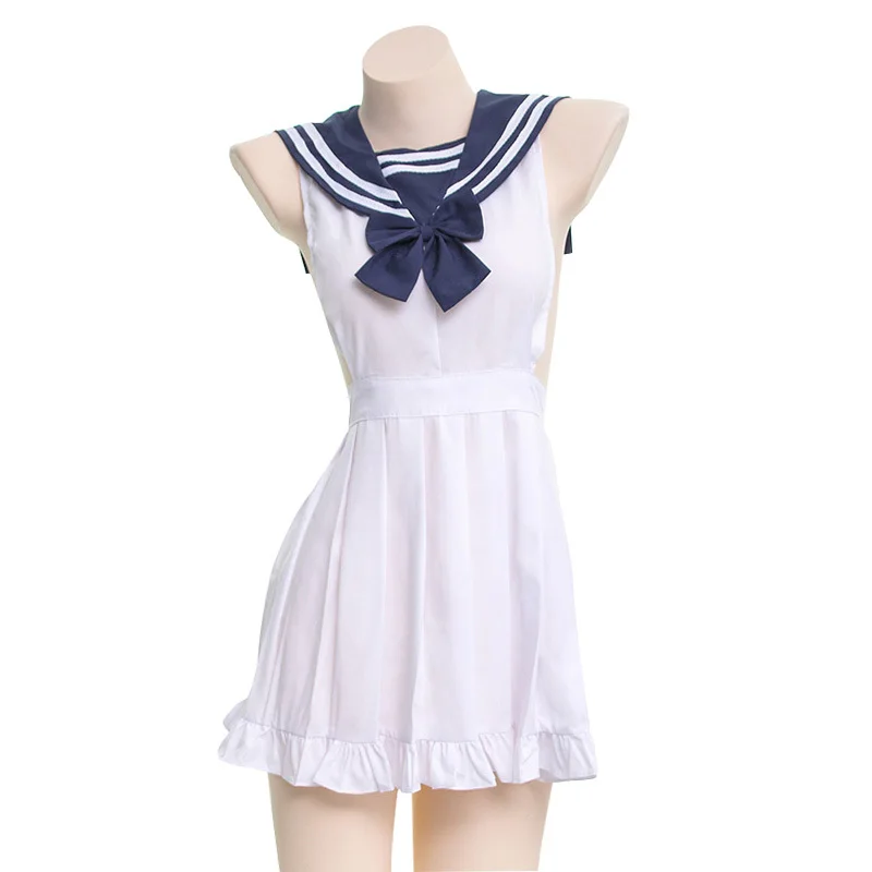 

Female Short Sleeve Fancy Shirt Dress with Necktie Women Adult Halloween Party Cosplay Schoolgirl Student Sexy Costumes Uniform