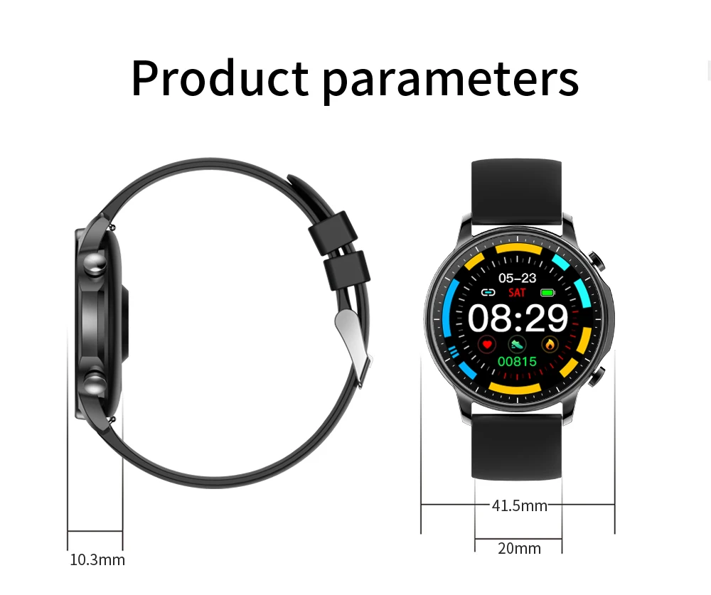 

2020 V23 Smart Watch Men Women Smartwatch Full Screen Touch IP67 Waterproof Heart Rate Blood Monitor for iOS Android smartphone