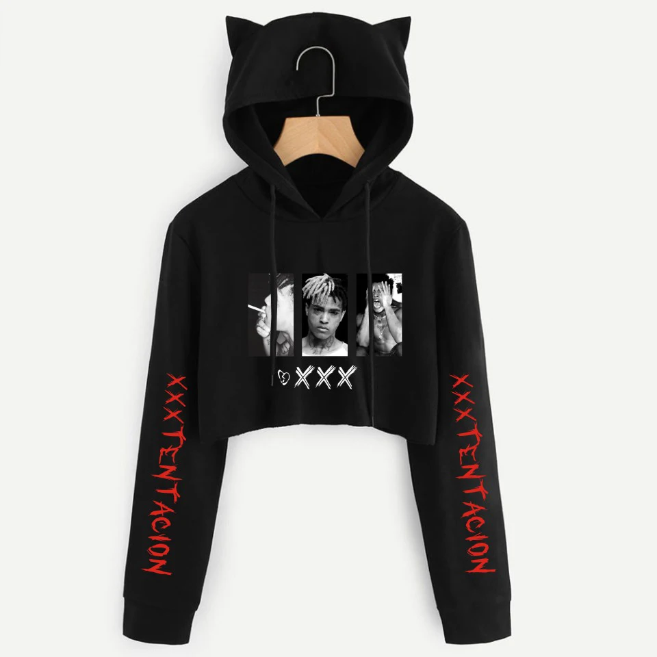 Прямая поставка xxxtentacion кроп топ для девочек свитшоты с капюшоном в стиле