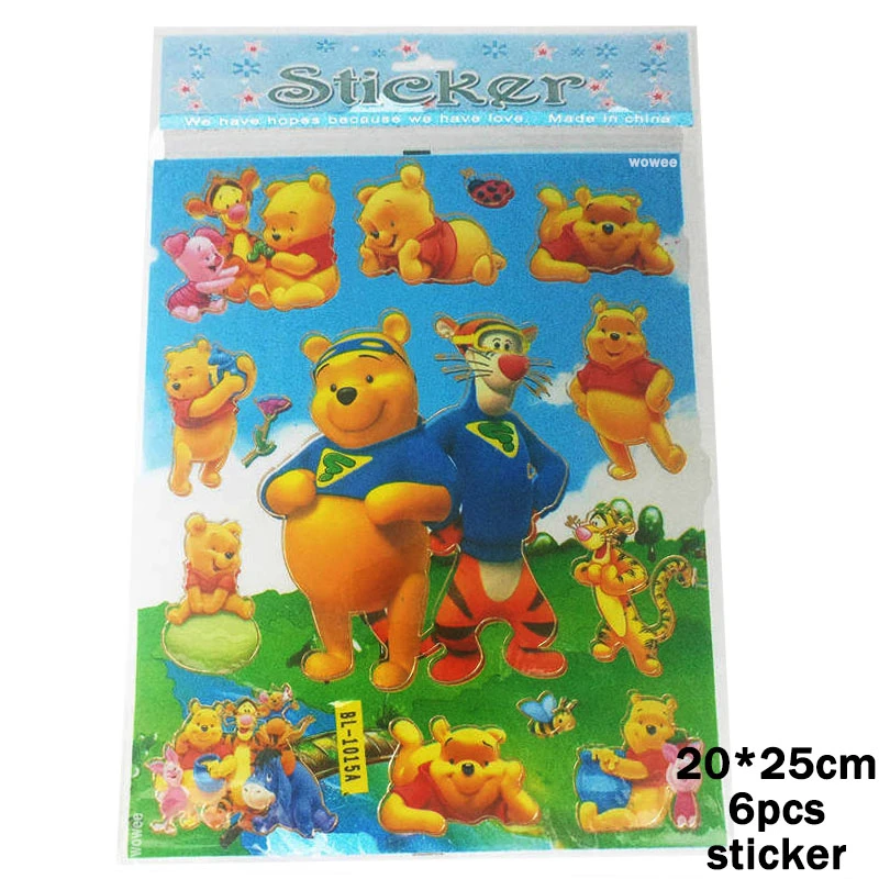 6Big Sticker Gift 10 детских одноразовых столовых приборов с изображением медведя Винни, ложки, праздничные принадлежности для дня рождения, праздничные украшения, вечерние подарки - Цвет: 6Big Sticker Gift