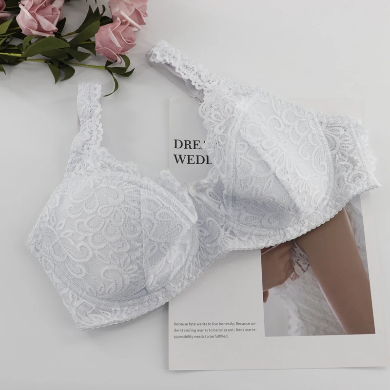 B3-White PairFairy, сексуальный кружевной бюстгалтер с цветами, женское нижнее белье, хлопковое нижнее белье с подкладкой, бюстгальтер с регулируемыми бретельками, Sheer BH 34E 36E 38E 40E 42E 44E - Цвет: B3-White