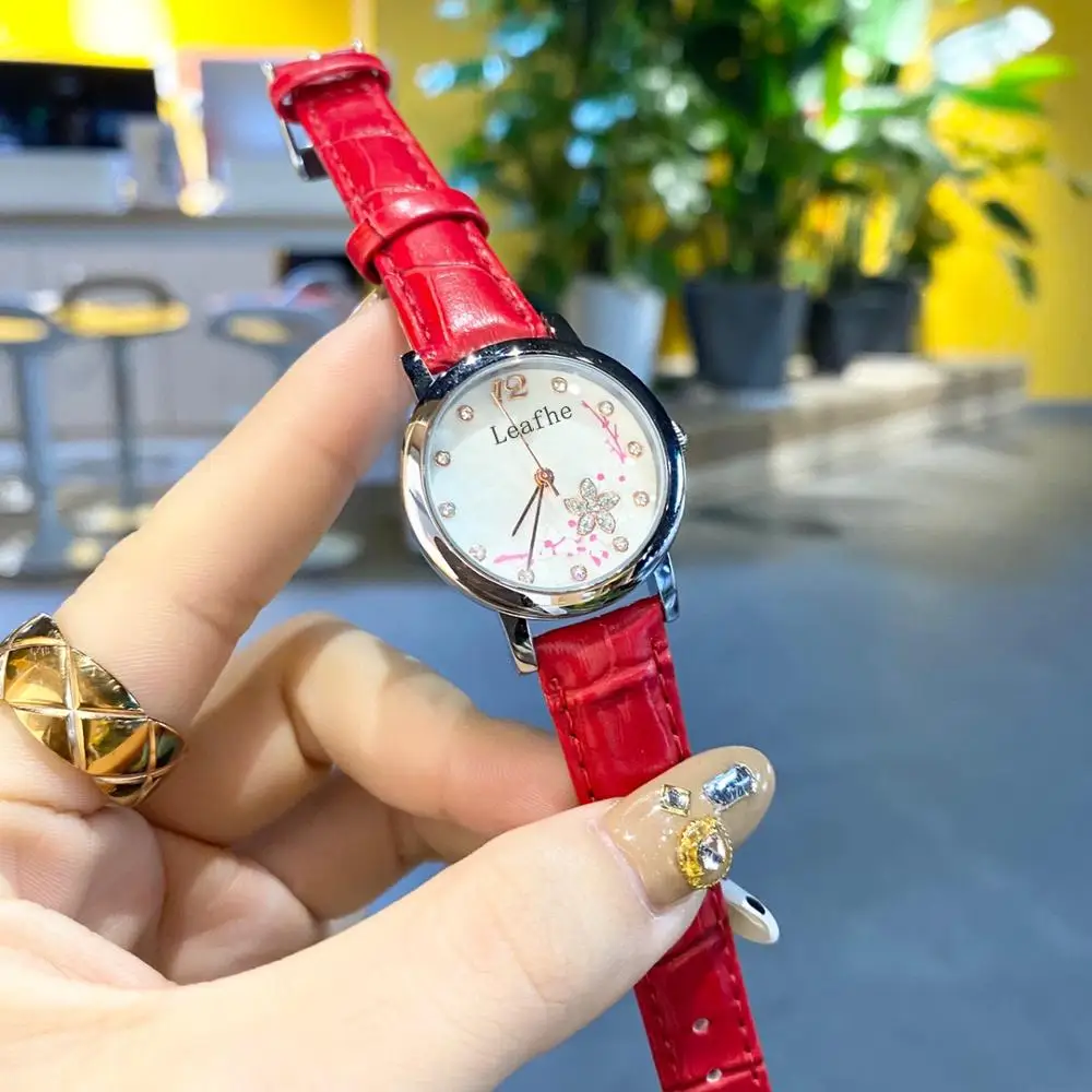 

Fashion Women Watches Leather Strap Printed Pattern Quartz Watch Black Clock Gift First Choose Relogio Feminino Montre Femme