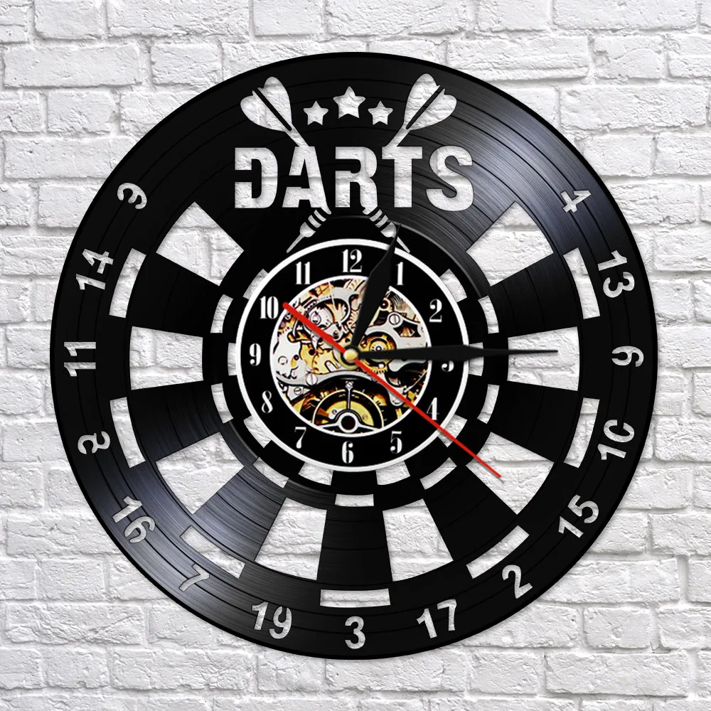 Виниловые настенные часы для дротиков декоративные в ретро стиле игр Cave доска