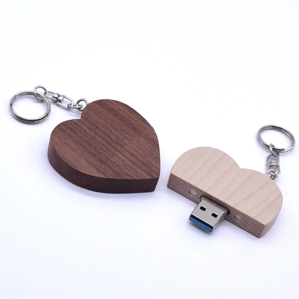 Деревянная флэш-память в виде сердца USB 3 0 8 ГБ 16 32 64 подарочная ручка для свадебной