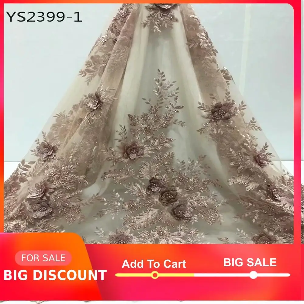 Африканская мода стиль цветок кружева вышитые ткани белого цвета бисером в аист