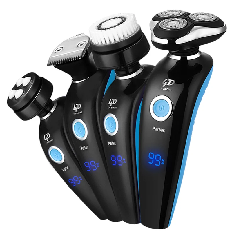 

Paiter 4D 4 in 1 Electric Shaver Men Beard Shaving Machine Razor Rechargeable Quick Charge 1.5 hour Trippe Head Flexible