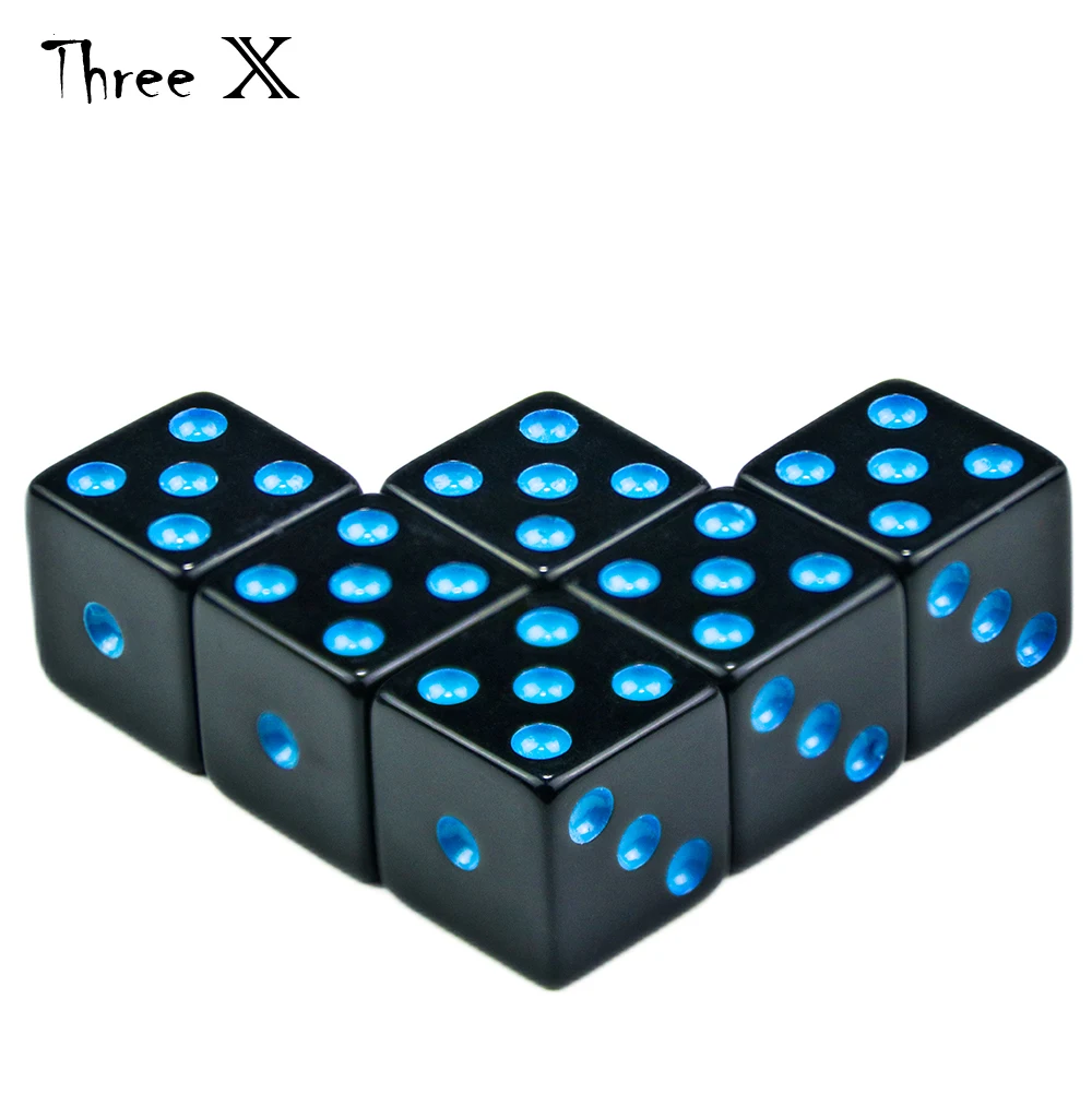 Черный 6-гранная игр Набор кубиков 16 мм квадратный угол для ролевых как например