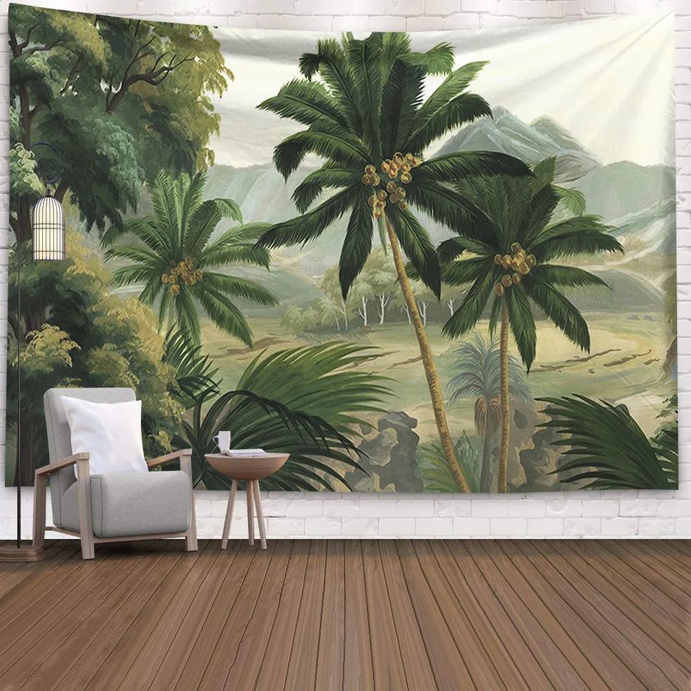 

Large Tapestry Landscape Background Bedside Art Simple Background Tapestry Tropical Forest Bedroom Tapiz Home Decoration DG50GT