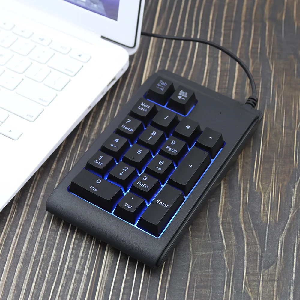Цифровая мини клавиатура CHYI с 19 цифрами проводная RGB подсветкой USB маленькая для